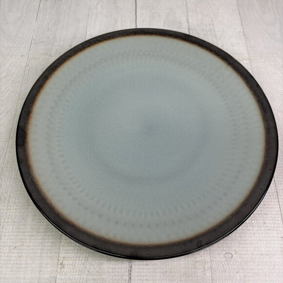 Food Network ANGELICA Light Blue Bronze Metallic Stoneware Dinner Plates Set 4 - Picture 6 of 16
